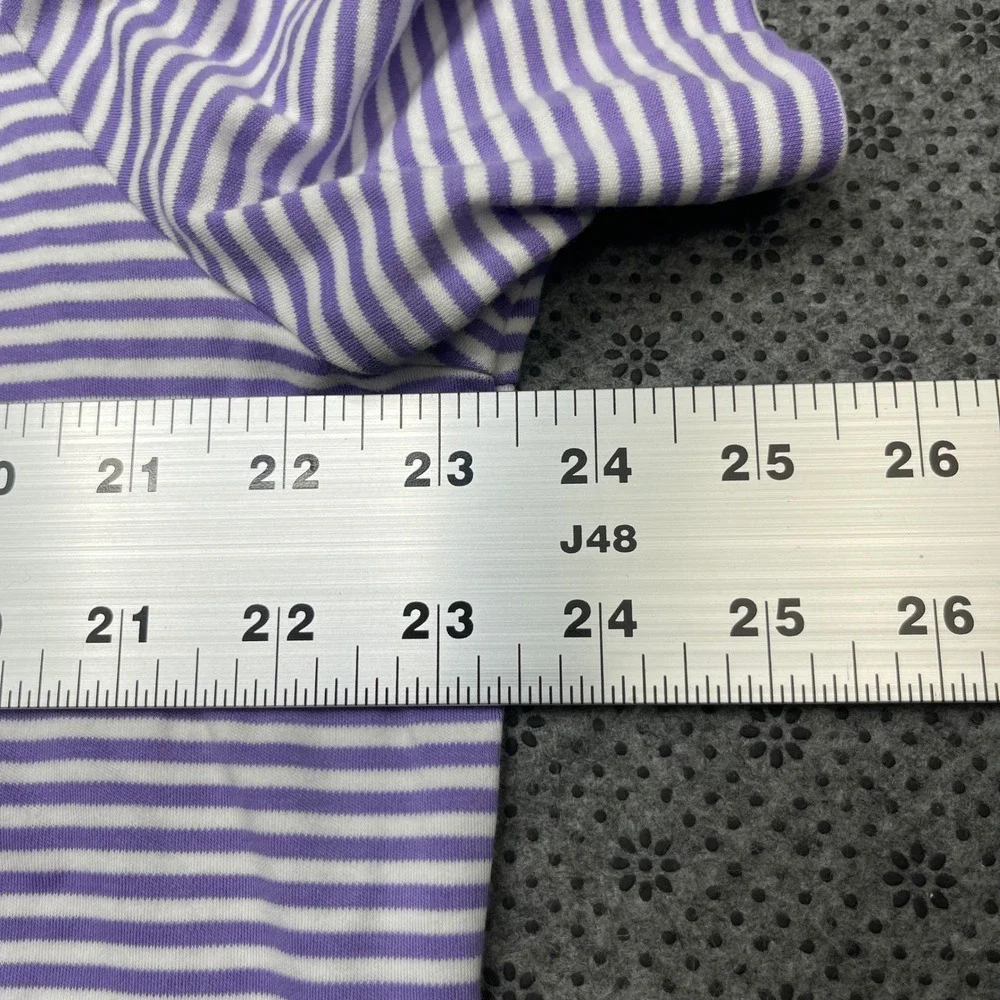 Polo Ralph Lauren Mens Large Purple White Striped Classic Fit Cotton Polo Shirt